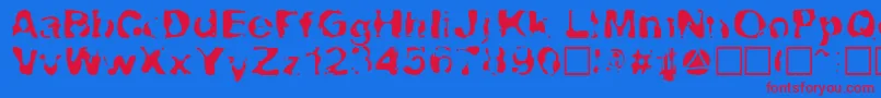 Lava-Schriftart – Rote Schriften auf blauem Hintergrund