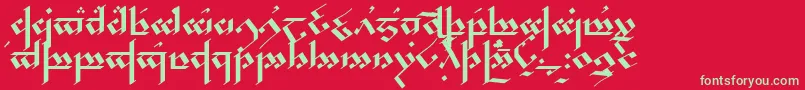 Fonte TengwarNoldor – fontes verdes em um fundo vermelho
