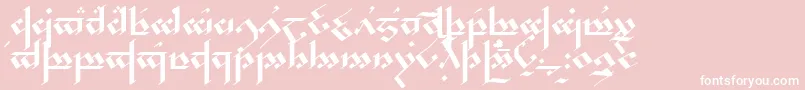 TengwarNoldor-Schriftart – Weiße Schriften auf rosa Hintergrund