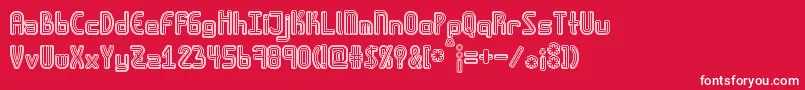Amplitudesdoublestroke-Schriftart – Weiße Schriften auf rotem Hintergrund