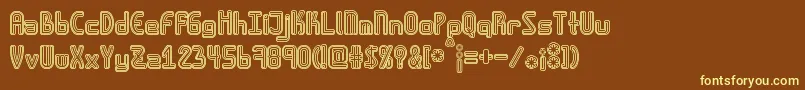 Amplitudesdoublestroke-fontti – keltaiset fontit ruskealla taustalla