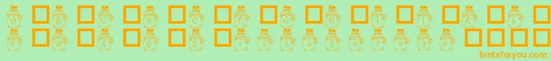 Fonte Pf Snowman3 – fontes laranjas em um fundo verde