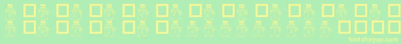 フォントPf Snowman3 – 黄色の文字が緑の背景にあります