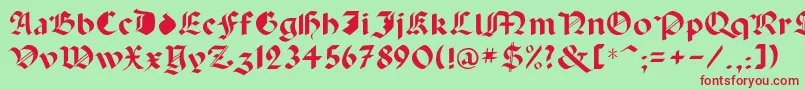 Paganini Font – Red Fonts on Green Background