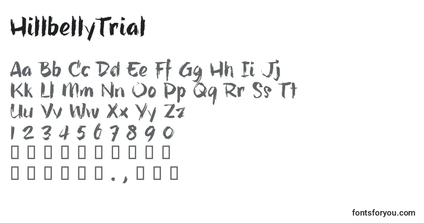 Fuente HillbellyTrial - alfabeto, números, caracteres especiales