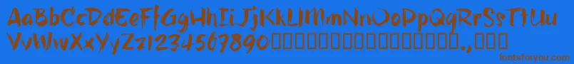 HillbellyTrial Font – Brown Fonts on Blue Background
