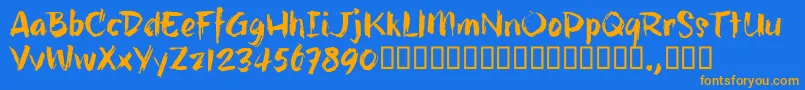 HillbellyTrial Font – Orange Fonts on Blue Background