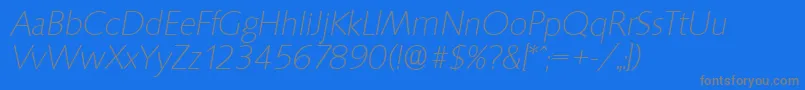 SaxonyserialXlightItalic Font – Gray Fonts on Blue Background