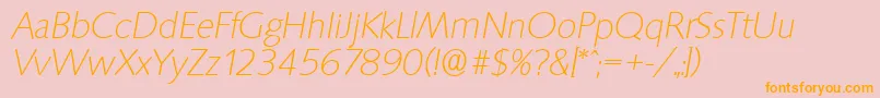 フォントSaxonyserialXlightItalic – オレンジの文字がピンクの背景にあります。
