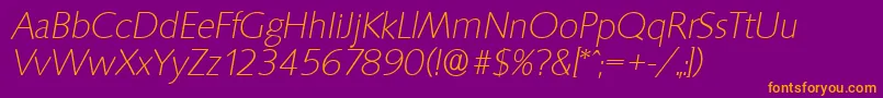 Police SaxonyserialXlightItalic – polices orange sur fond violet