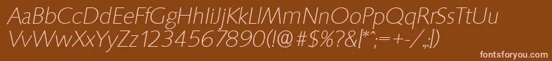 SaxonyserialXlightItalic-fontti – vaaleanpunaiset fontit ruskealla taustalla