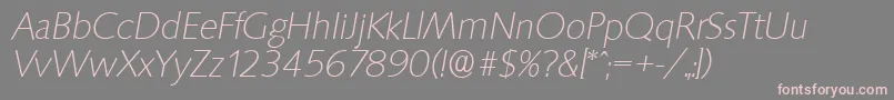 Fonte SaxonyserialXlightItalic – fontes rosa em um fundo cinza