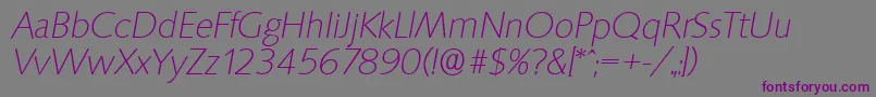 SaxonyserialXlightItalic Font – Purple Fonts on Gray Background