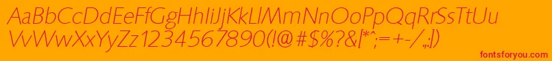 SaxonyserialXlightItalic Font – Red Fonts on Orange Background