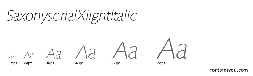 SaxonyserialXlightItalic Font Sizes