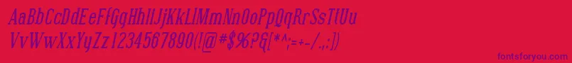 フォントSfcovingtoncondBolditalic – 赤い背景に紫のフォント