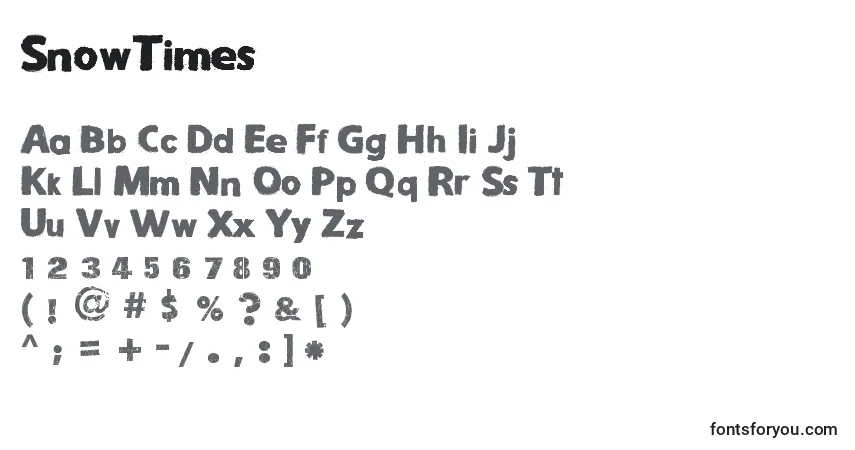 Czcionka SnowTimes – alfabet, cyfry, specjalne znaki