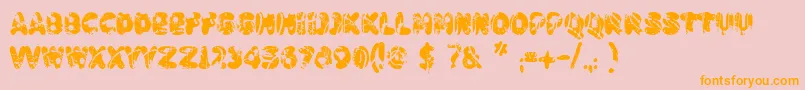 Badpaintjob-Schriftart – Orangefarbene Schriften auf rosa Hintergrund