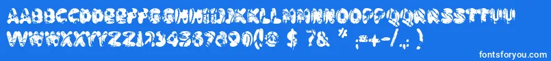 Badpaintjob-Schriftart – Weiße Schriften auf blauem Hintergrund