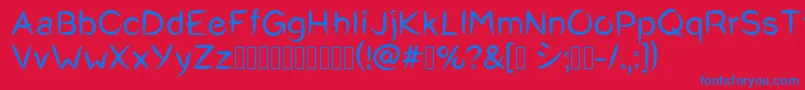 Okashi^Regular Font – Blue Fonts on Red Background