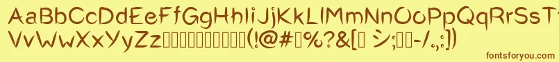 Okashi^Regular Font – Brown Fonts on Yellow Background