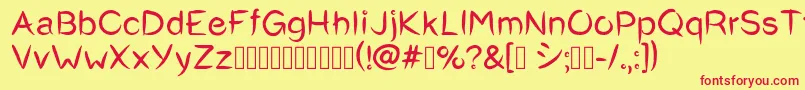 Okashi^Regular Font – Red Fonts on Yellow Background