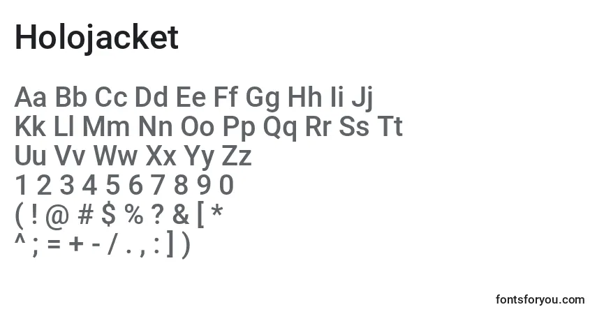 A fonte Holojacket – alfabeto, números, caracteres especiais