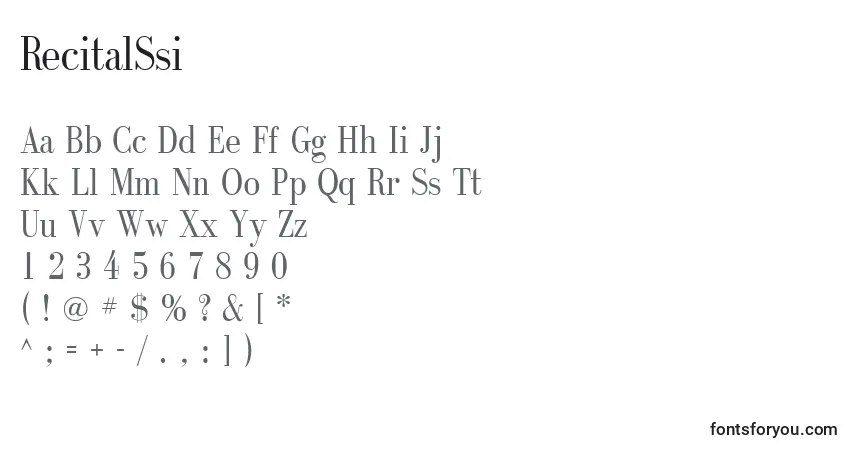 A fonte RecitalSsi – alfabeto, números, caracteres especiais