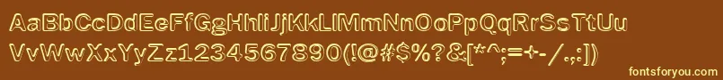 Impress-fontti – keltaiset fontit ruskealla taustalla