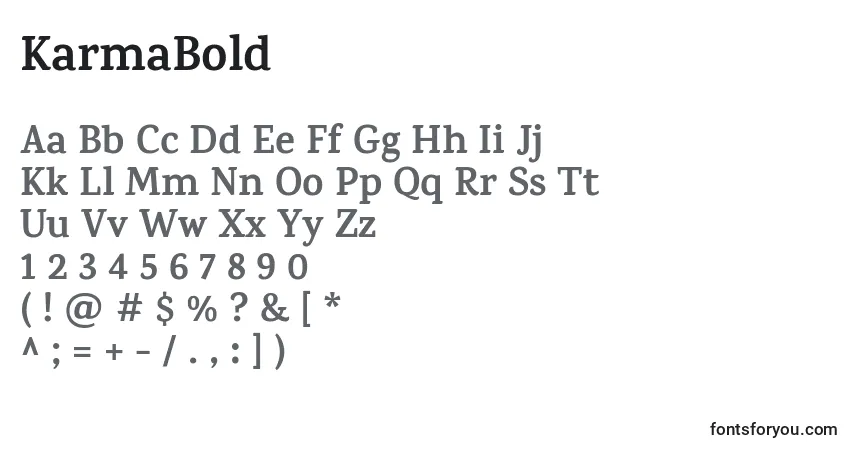 Schriftart KarmaBold – Alphabet, Zahlen, spezielle Symbole