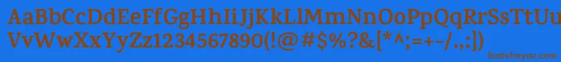 KarmaBold-Schriftart – Braune Schriften auf blauem Hintergrund