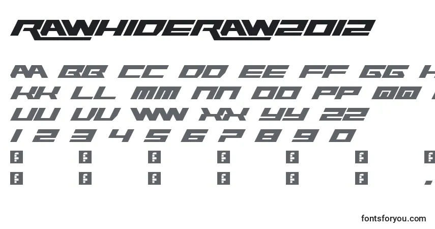 Schriftart RawhideRaw2012 – Alphabet, Zahlen, spezielle Symbole