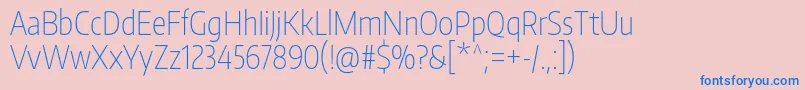 フォントEncodesanscompressedThin – ピンクの背景に青い文字