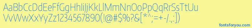 Czcionka EncodesanscompressedThin – niebieskie czcionki na żółtym tle