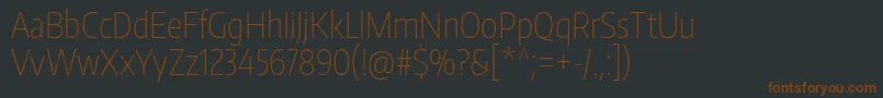 フォントEncodesanscompressedThin – 黒い背景に茶色のフォント