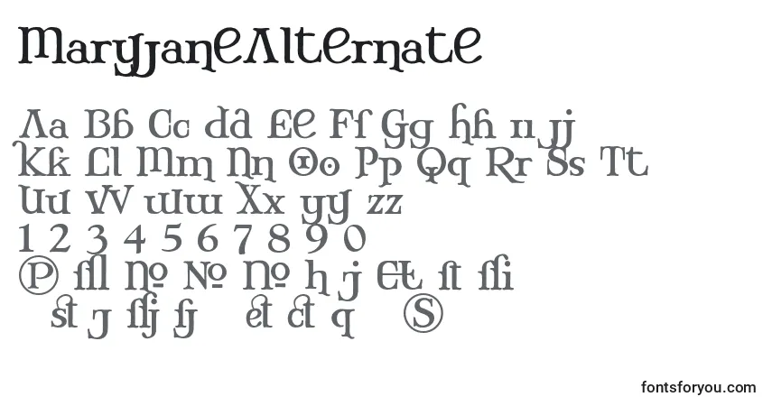 A fonte MaryJaneAlternate – alfabeto, números, caracteres especiais