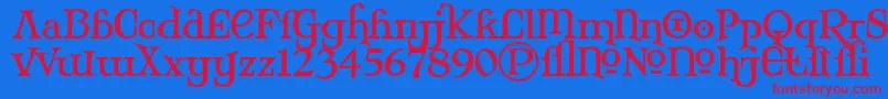 MaryJaneAlternate-Schriftart – Rote Schriften auf blauem Hintergrund