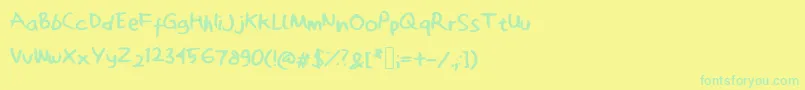 Zakwanoebit Font – Green Fonts on Yellow Background