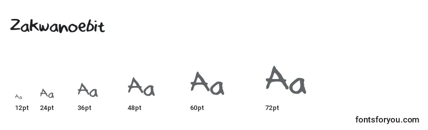 Размеры шрифта Zakwanoebit