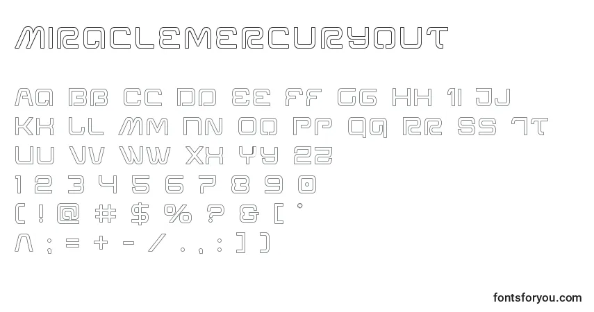 Czcionka Miraclemercuryout – alfabet, cyfry, specjalne znaki