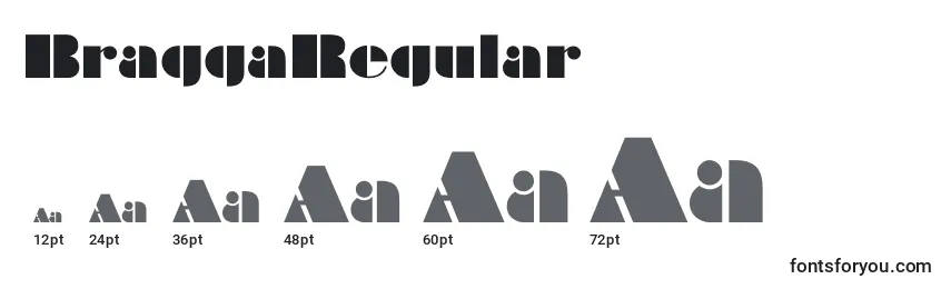 Размеры шрифта BraggaRegular