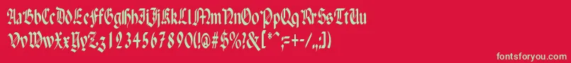 PaganiniNarrow-Schriftart – Grüne Schriften auf rotem Hintergrund