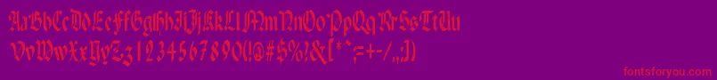 PaganiniNarrow-Schriftart – Rote Schriften auf violettem Hintergrund