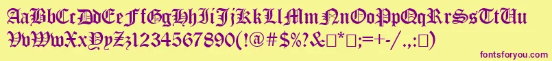 EncientGermanGothic Font – Purple Fonts on Yellow Background