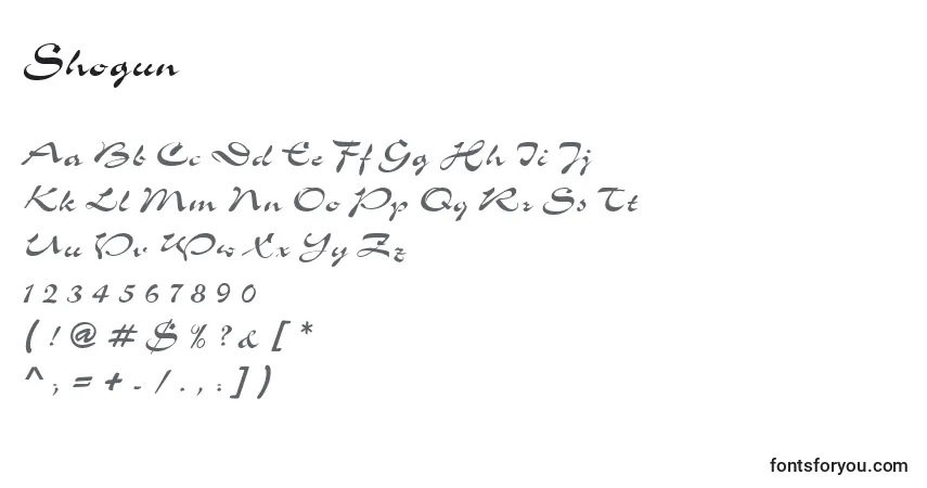 A fonte Shogun – alfabeto, números, caracteres especiais