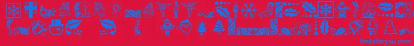 Xmasicons-Schriftart – Blaue Schriften auf rotem Hintergrund