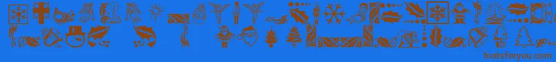 Xmasicons Font – Brown Fonts on Blue Background