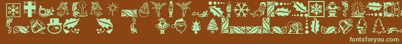 Xmasicons Font – Green Fonts on Brown Background