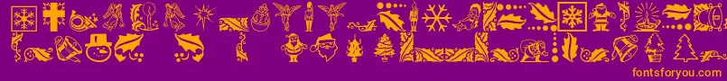 Xmasicons-Schriftart – Orangefarbene Schriften auf violettem Hintergrund