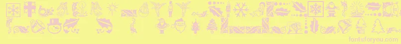 Xmasicons Font – Pink Fonts on Yellow Background